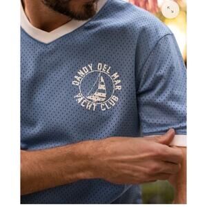 Dandy Del Mar The Kaena Mesh Tee Annapolis Sz M Blue White Jersey Costal $89